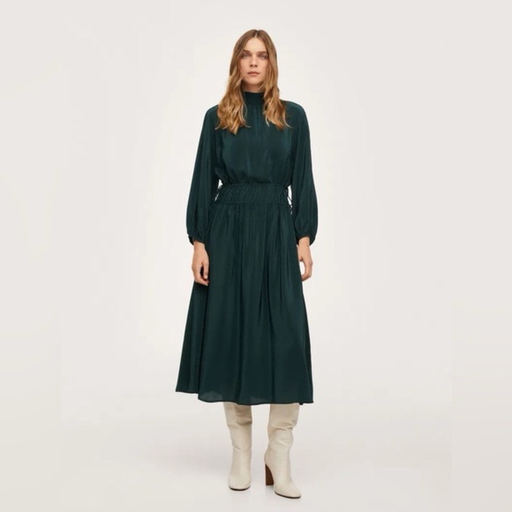 MANGO | Boho Tie Waist Midi Dress